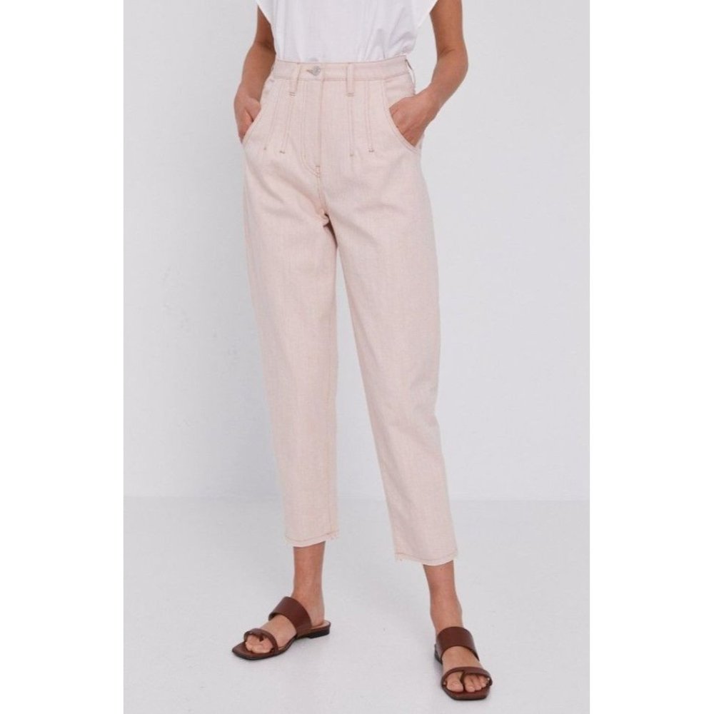 NEW Anthropologie Beatrice B High Rise Relaxed Crop Jeans 27 Blush Pink